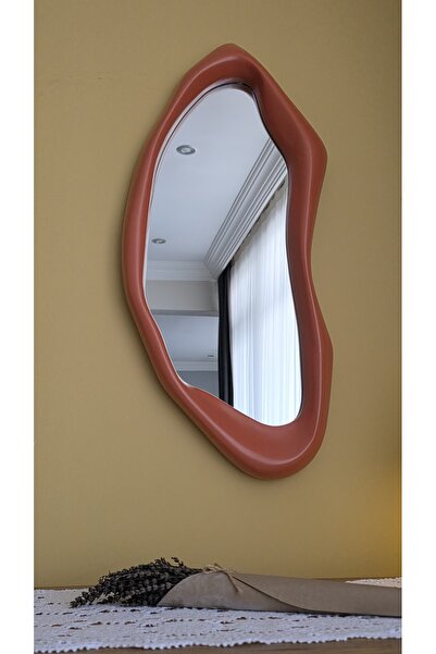 UĞURLU HOME 35x78 cm Somon Renk Organik Asimetrik Duvar, Dresuar Aynası | Mod...