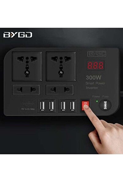 BYGD 300W Car Power Inverter – Converts 12V/24V DC to 220V AC with Dual Socke...