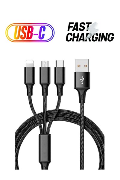 ELTRAZONE Nylon Braided 3 In 1 Fast Charging Cable For Iphone , Samsung , Hua...