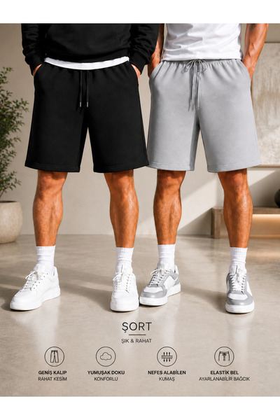 BERYY MODA Stay Cool with This Black and Grey Breathable Shorts Set