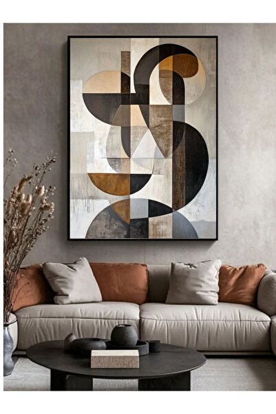 lawhat Contemporary Abstract Painting Blending Circles and Geometric Shapes w...