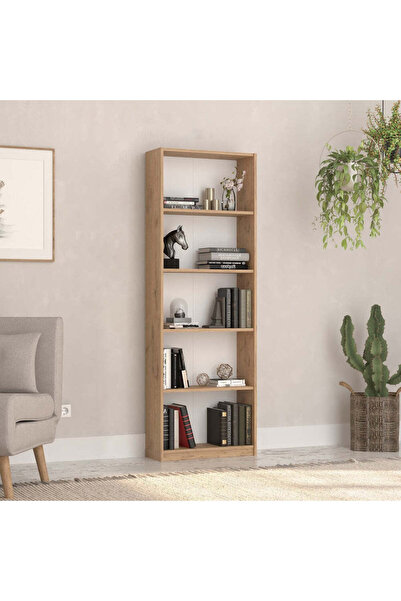 Adore Biblioteca Nurdan, 5 rafturi, 58x170x23 cm - Stejar