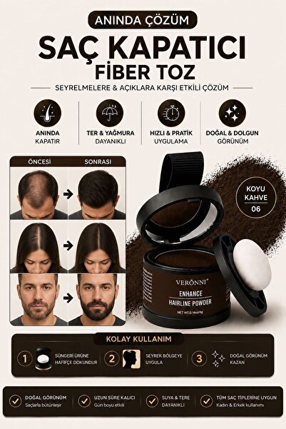BLUE Skin Care Saç Kapatıcı Yeni Nesil Saç Kıran Saç Dolgunlaştırıcı Koyu Kah...