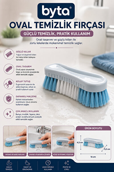 BYTA Oval Cleaning Brush Multi-Purpose Carpet, Tile, Grout, Sink and Bathroom...