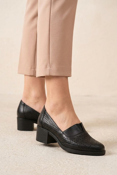 Solly 773 Black Genuine Leather Women's Heeled Shoes
