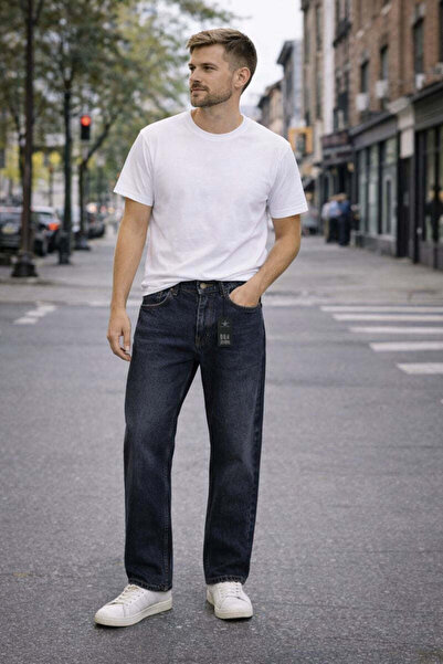 MODEN Men's Dark Blue Jeans – Tapered Fit, Normal Waist