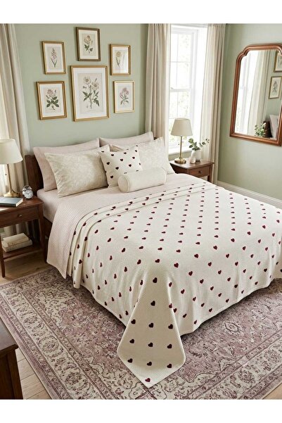 Erca Home Tekstil Ürünleri Heart Patterned Pique Double Cotton (190 X 240 cm)...