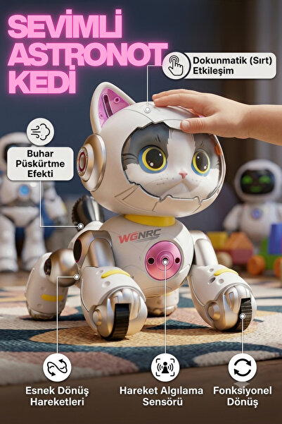 welcomein 30 Fonksiyonlu Akıllı Robot Kedi Köpek Oyuncağı Sesli Komut Sensörl...
