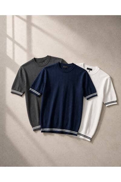 ixir 3-Piece Set of Men's Short-Sleeved Crew Neck Trio T-Shirts 100% Cotton S...