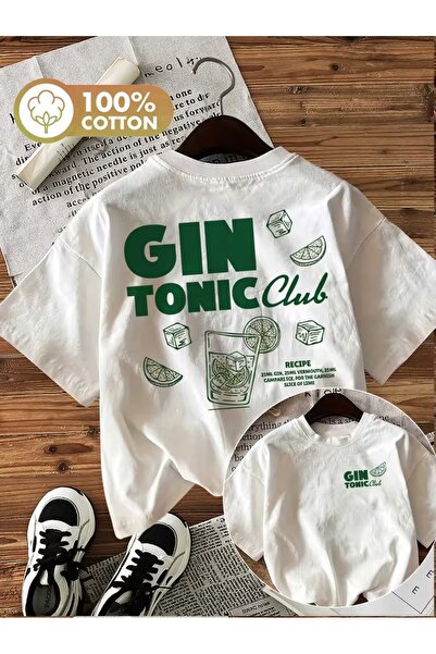 AEMİ Unisex Gin Tonic Printed Oversize Crew Neck T-Shirt