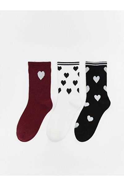 LC Waikiki Kalp Patterned Women's Sock Socks 3-Pack (S6)
