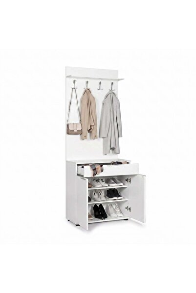 Adore Cuier cu spațiu pentru încălțăminte Porto Aero, cu sertar, Alb - 73x187...