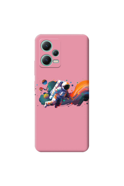 Other Xiaomi Redmi Note 12 Pro 5G Rainbow Space Pink Colored Silicone TPU Θήκη