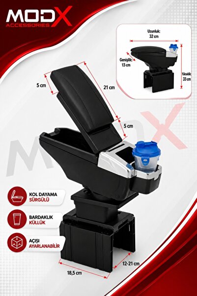 MODxAUTO FİAT ALBEA UNİVERSAL SÜRGÜLÜ KOLÇAK - KOL DAYAMA A+ (SİYAH)