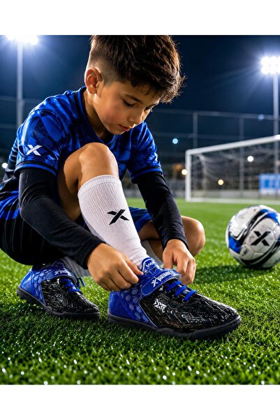 KANTEX Children's Velcro-Strapped Elastic-Laced Football Shoes Rascoon205