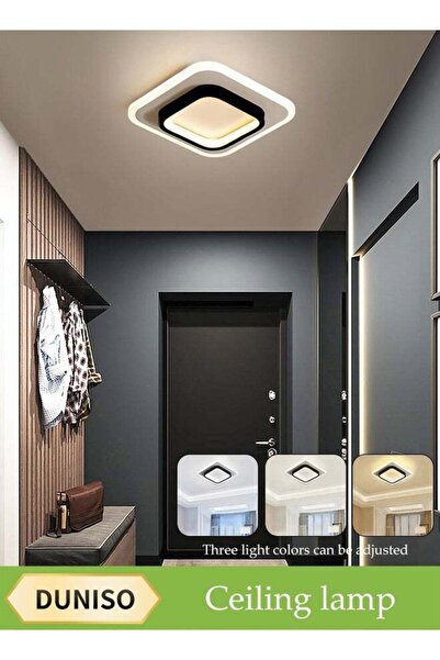 DUNISO LED Ceiling Light, Square Corridor Lamp, Tri-colored, Adjustable, Blac...