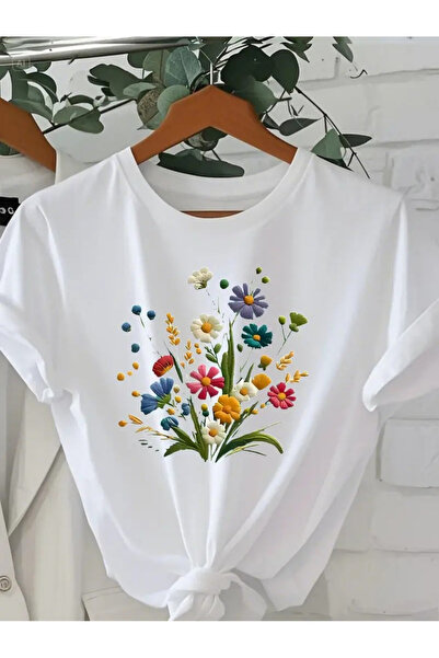 212Wear Women's Anime Floral Print Cotton T-Shirt - Soft Breathable Round Nec...