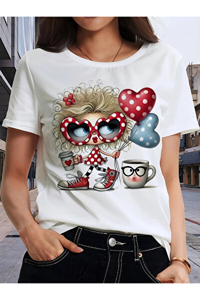12 Teknoloji Fashionable Letters Anime Print Women'S Round Neck Pure T-Shirt ...