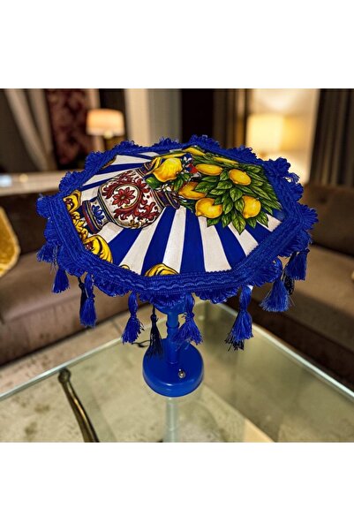 Fleurs Chic Mavi Ayaklı Limon Demeti Led Işıklı Bali Şemsiyesi
