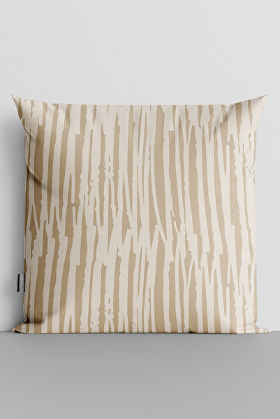 TicaretJet White Vertical Lines Double Sided Digital Printed Throw Pillow Cover