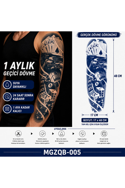 medink tattoo 1 Ay Kalıcı Sonradan Kararan Realistic Tam Kol geçici dövme tat...