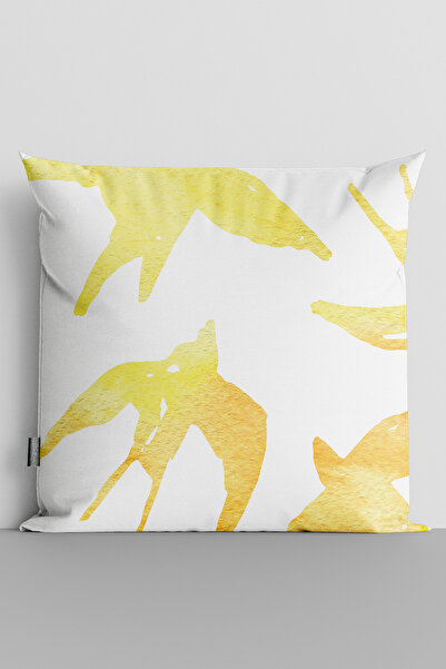 TicaretJet Yellow Shapes Double Sided Digital Printed Throw Pillow Cover - 2515