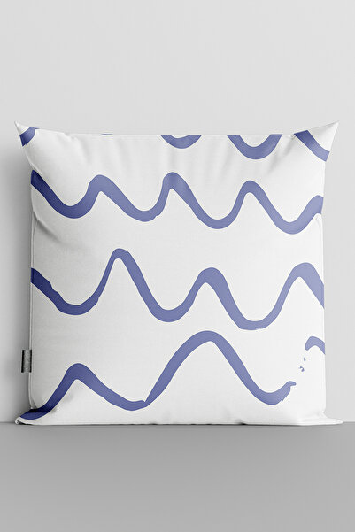 TicaretJet Wavy Lines Double Sided Digital Printed Pillow Throw Pillow Cover-833