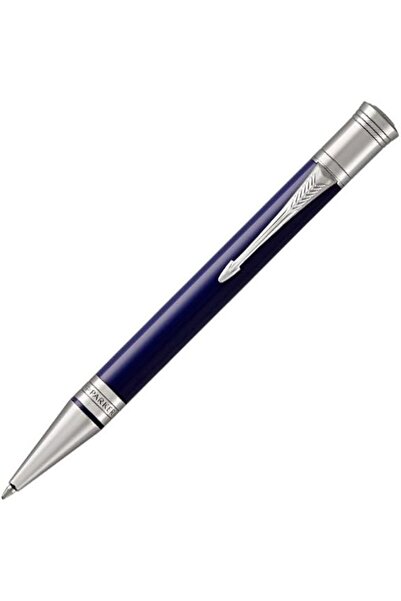 Parker Duofold International Ballpoint Pen, Black and Blue Chrome Color