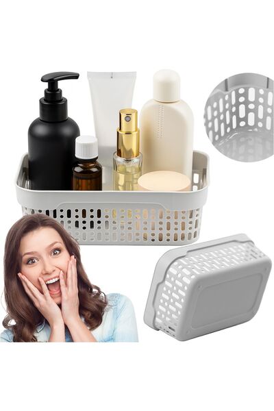 EDANTI Coș din plastic ajurat pentru cosmetice de baie, recipient pentru sert...
