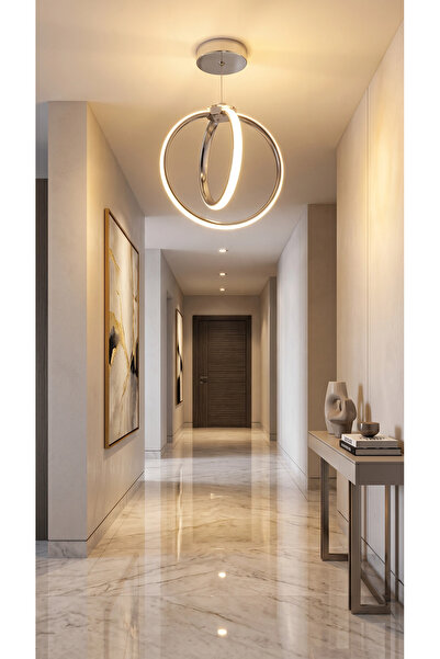 KROM RENGİ KAPLAMA KASA LED AVİZE 3 RENK IŞIK( BEYAZ-GÜNIŞIĞI-SOĞUK BEYAZ)HERA TEK TOP