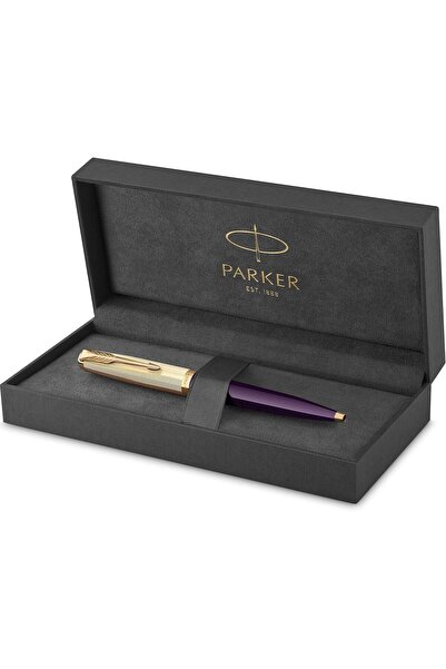 Parker 51 Ballpoint Pen | Premium Barrel with Gold Trim | 18K Medium Gold Nib...