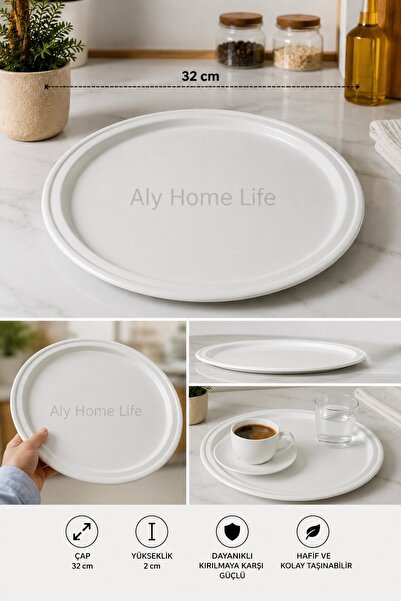 ALY DURU Round Modern Tray Coffee-Tea Presentation Tray