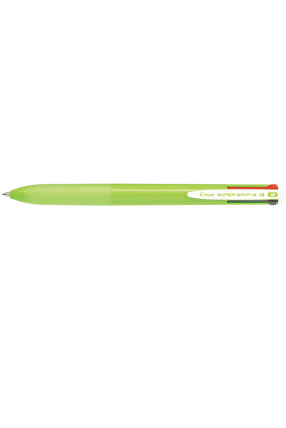 Pilot Pix cu gel Super Grip G 4 culori 1 mm cu mecanism click verde deschis