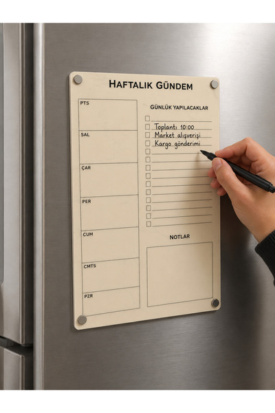 mufemu Haftalık Planlayıcı Silinebilir Buzdolabı Not Panosu - 2 Adet Kalemli ...