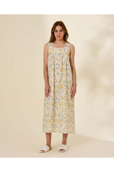 REDTAG Women Ivory And Yellow Floral Nightgown