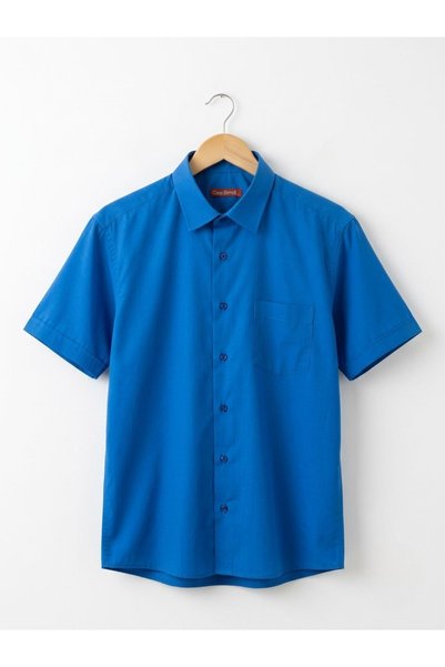 secret touch Men's Poplin Classic Loose Fit Short Sleeve Dad Shirt with Pockets