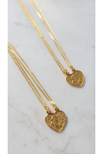 Handmade Σετ Κολιέ για Καλύτερους Φίλους από Ασήμι 925 με Διπλή Καρδιά