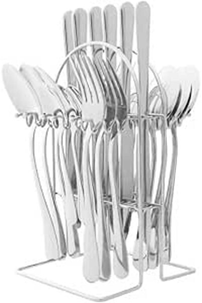 Generic 24-Piece Stainless Steel Flatware Set with Holder, Utensils Include K...
