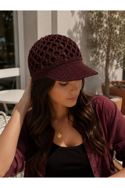 CSR AKSESUAR Handmade Mesh Sparkling Knitted Summer Visor Hat - Bohemian Croc...