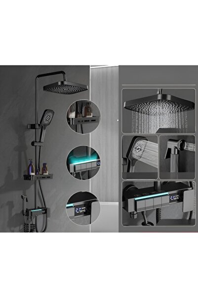 Velaris Coloană de duș inteligentă, Afișaj LED, Termostatică, 4 moduri de pul...