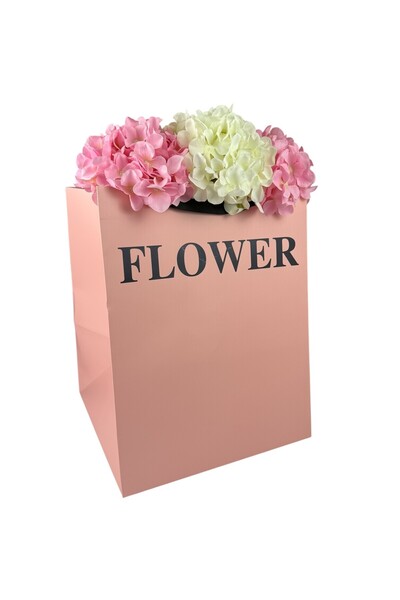 OEM Pink Paper Flower Package Top Bottom Set 32x32x40 cm