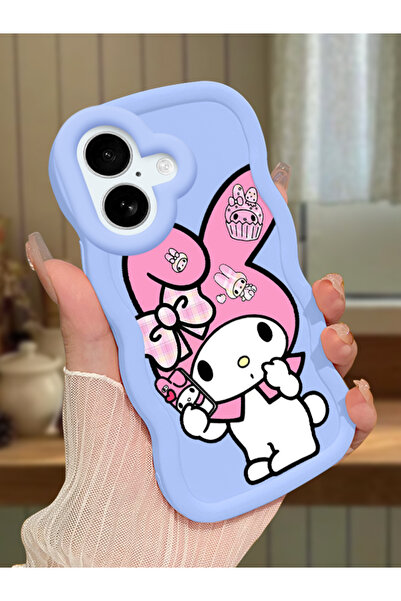 Hontinga iPhone 16 Plus Uyumlu Kılıf kamera koruyucu Mavi Silikon Couple Tele...