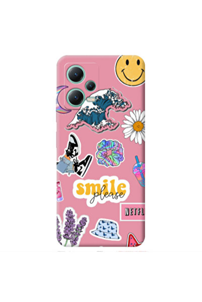 Other Xiaomi Redmi Note 12 Pro 5G Smile Moon Pink Colored Silicone TPU Θήκη