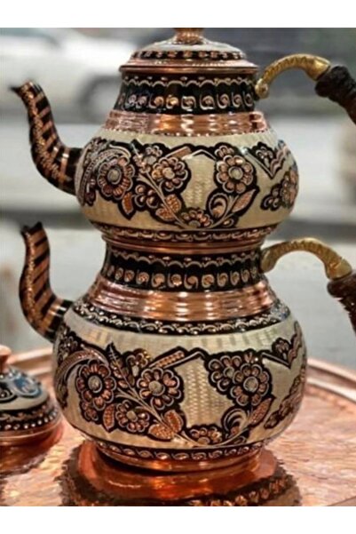 Genel Markalar Erzincan işlemeli bakır çaydanlık takımı -1 set (büyük boy)