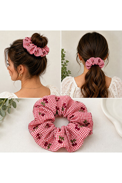 ALYAGLOBALAKSESUAR Cherry Patterned Ruffled Scrunchie Buckle