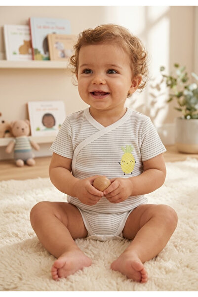 Du Pareil au Même This Brand's Children's Bodysuit Features Fine Line Pattern...