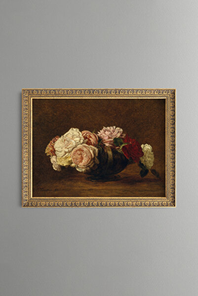 epiqart Roses in a Bowl - Vintage Patterned Painting - Fine Model