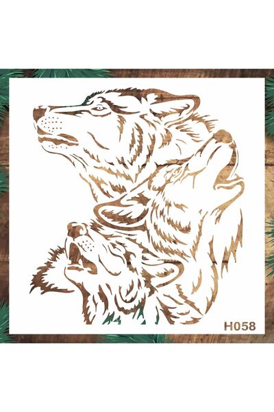STENCİLTASARIM Stencil Tasarım H058 Bozkurtlar - Dekoratif Duvar, Fayans Ve E...