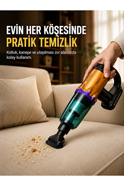Lisinya Taşınabilir Kablosuz El Süpürgesi Araç ve Ev Temizliğine Uygun -