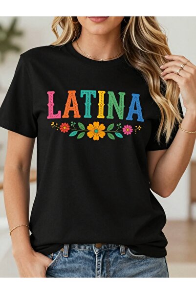 2mcup Unisex Oversized Crew Neck T-Shirt with Latina Pride Graphic Print Span...